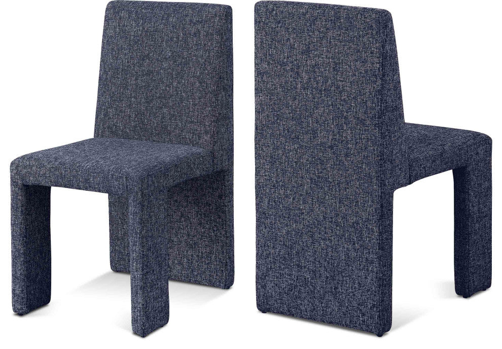 Benson Upholstered Dining Chair, Blue, Linen Texured Fabric