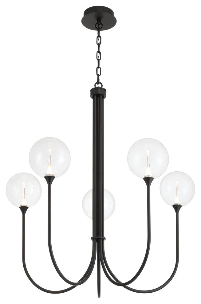 Iissa 5L 34" Black Clear Chandelier