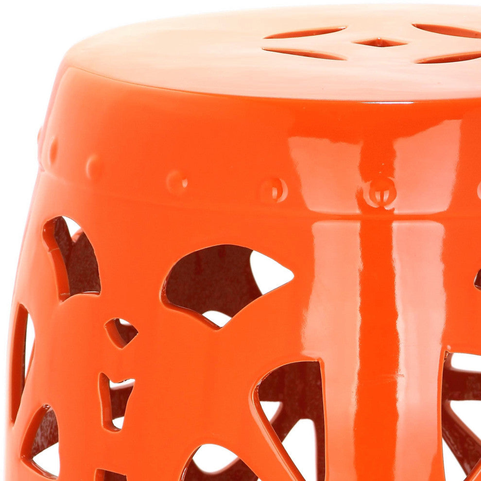 Safavieh Stencil Blossom Garden Stool, Orange