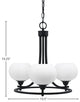 Paramount 3-Light Chandelier, Matte Black, 7" White Muslin Glass