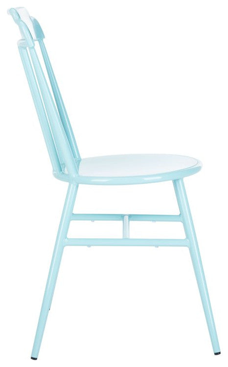 2 Pack Indoor Outdoor Dining Side Chair, Armless Seat & Slat Back, Baby Blue