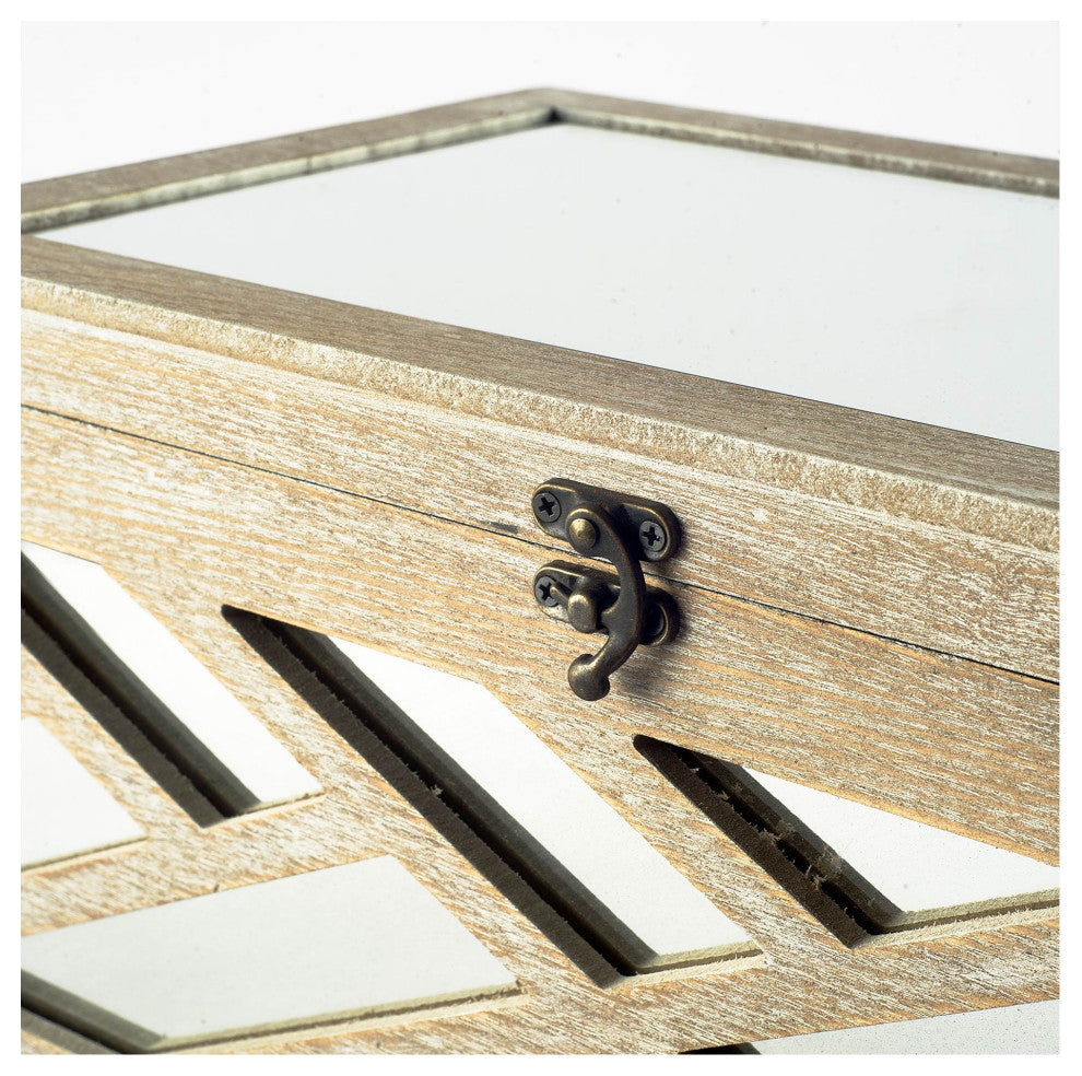 Set of Two Off-White Mirrored Wooden Boxes