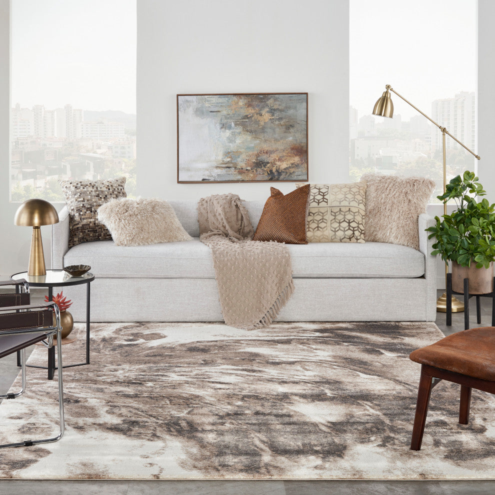 Nourison American Manor 9' x 12' Iv/Mocha Abstract Indoor Rug