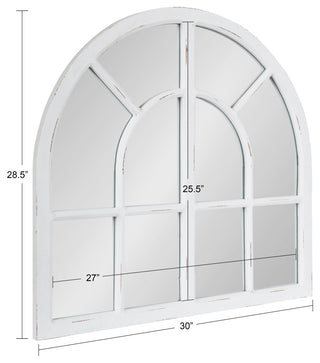 Boldmere Wide Arch Windowpane Mirror, White, 30"x29"