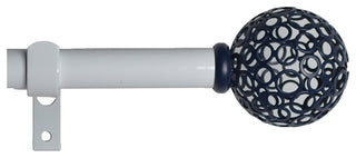 3/4" Diameter Planet Ball Drapery Rod, Blue with White, 28"-48"