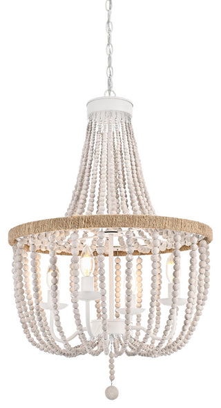Home Living 20" Beaded Pendant, Antique White