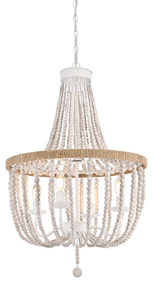 Home Living 20" Beaded Pendant, Antique White