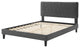 Platform Bed Frame, King Size, Velvet, Dark Gray, Modern Contemporary