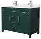 48"DBL Bathroom Vanity Green, Carrara Cult.Marble Countertop, Sinks, Nickel Trim