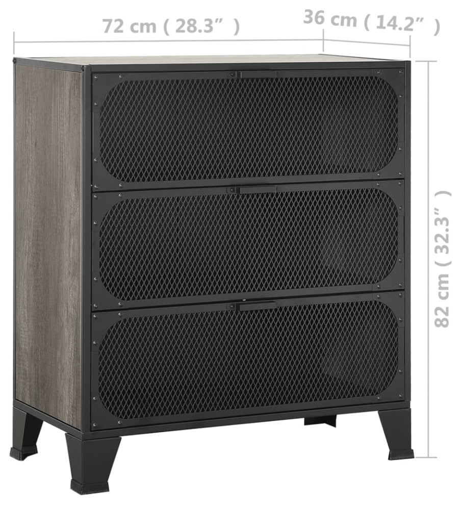 vidaXL Storage Cabinet File Cabinet Filing Storage Cabinet Gray Metal and MDF