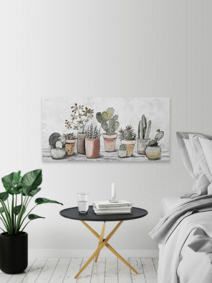 "Mixed Cacti and Succulents" Painting Print on Wrapped Canvas