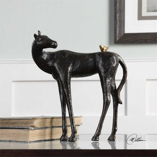 Uttermost Hello Friend Farmhouse Iron Horse Statue in Dark Brown and Bronze