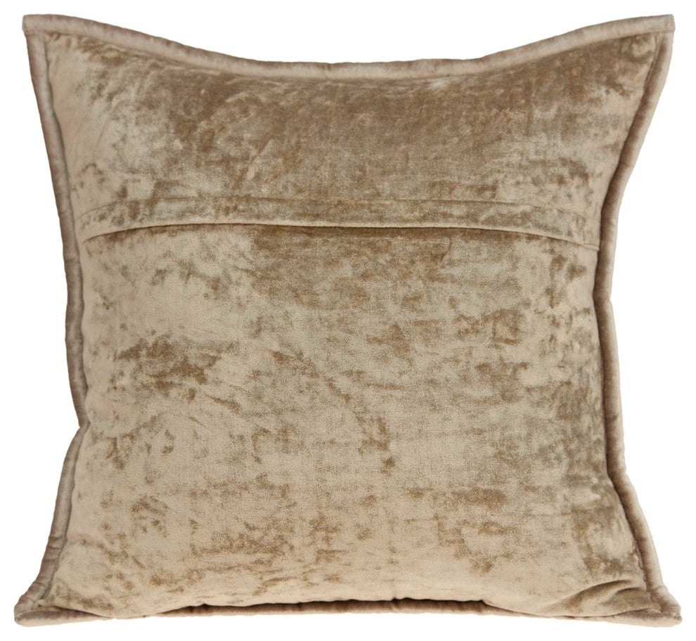 20" X 7" X 20" Transitional Taupe Solid Quilted Pillow Cover With Poly Insert