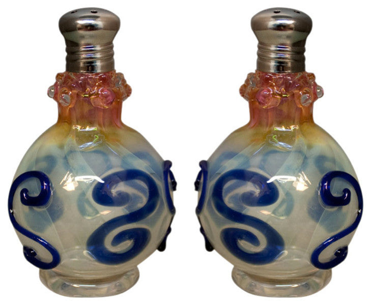 Applique Baroque Blue Salt and Pepper Shaker Set