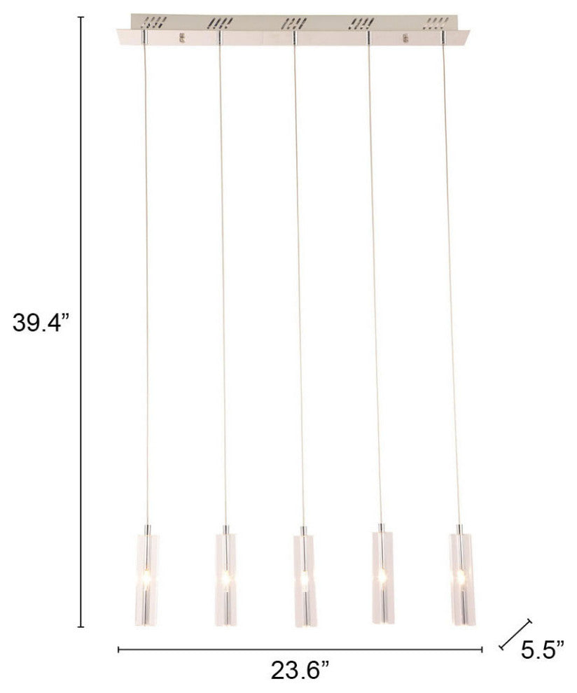 Pendant Ceiling Light Fixture, Steel Metal, Glass, Clear, Kitchen LoungeLobby
