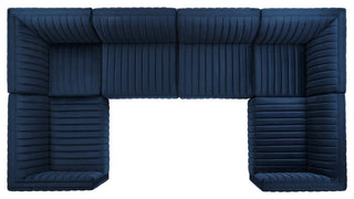 Conjure Channel Tufted Performance Velvet 6-Piece Sectional, Black Midnight Blu