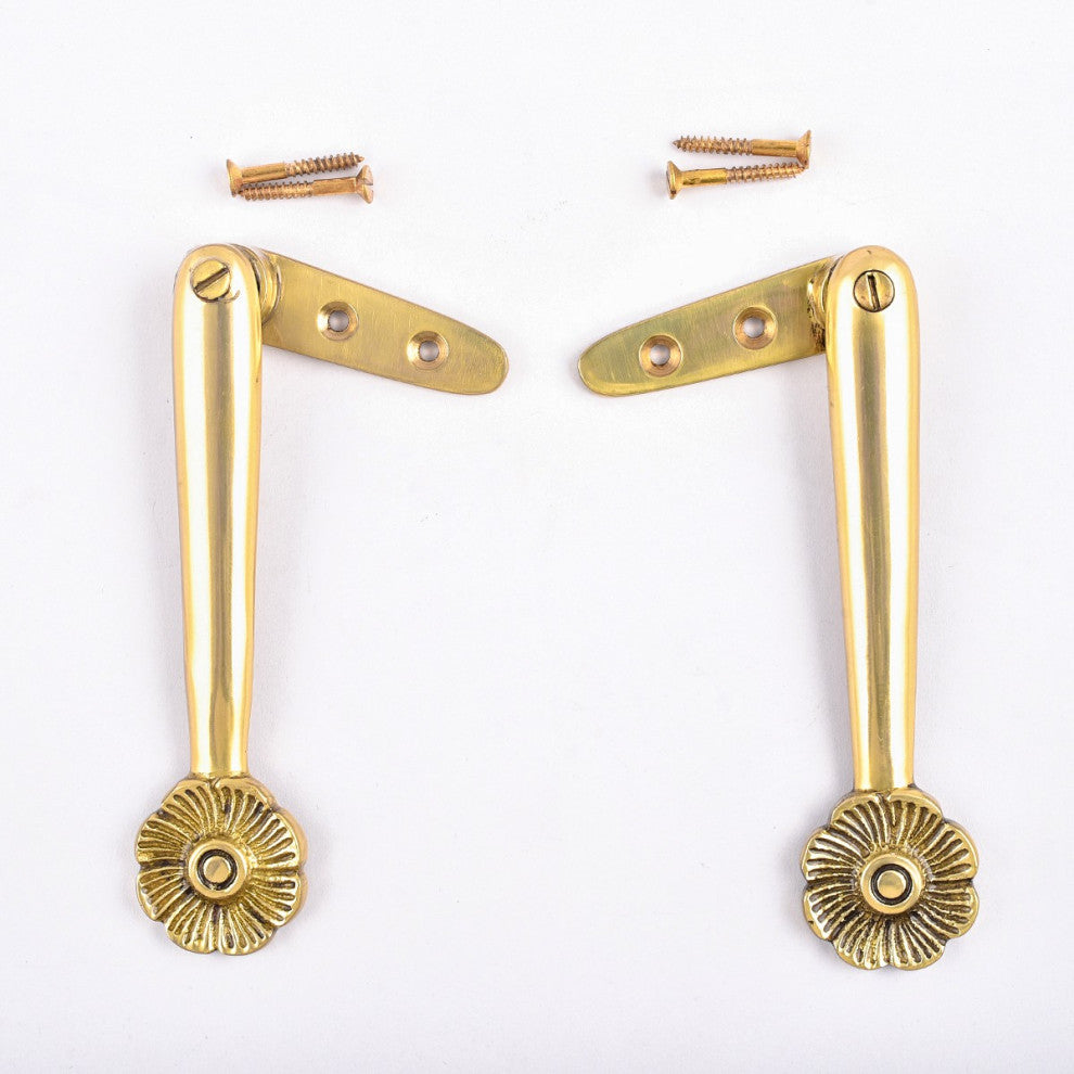 Stair Carpet Runner Holder Clips Floral Design Solid Cast Brass 5" Pair of 13