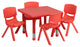 Roseto FFIF18411 Five Piece Plastic Framed Classroom Set - Red
