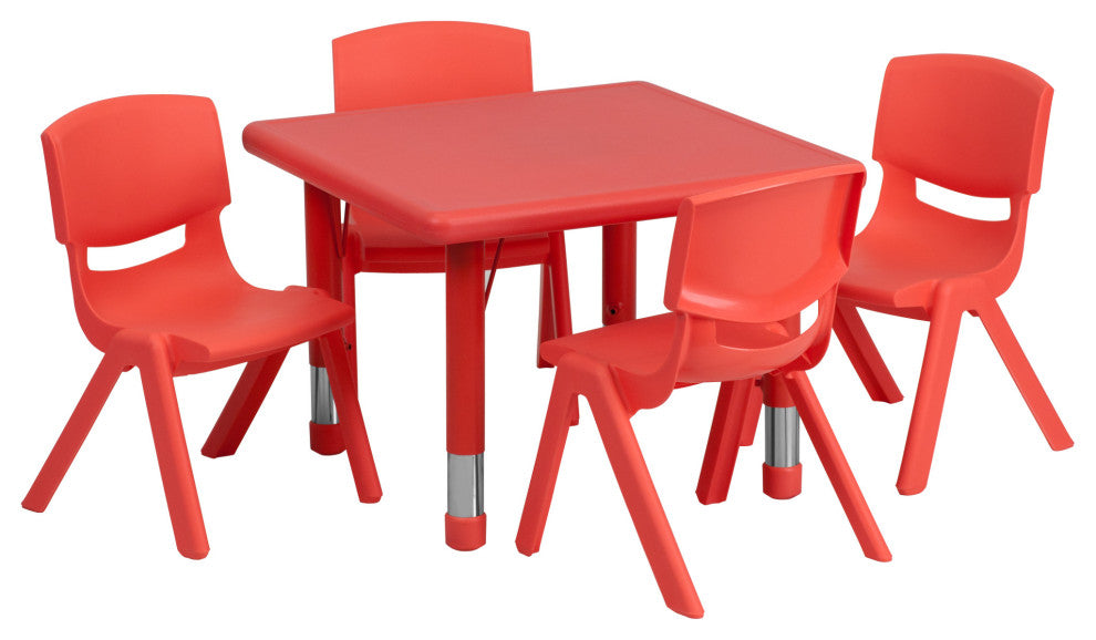 Roseto FFIF18411 Five Piece Plastic Framed Classroom Set - Red