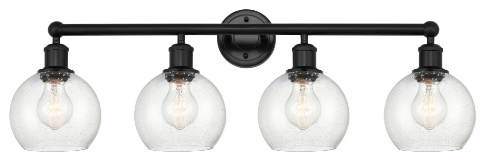 Athens 33" Bath Vanity Light, Matte Black, Seedy Shade