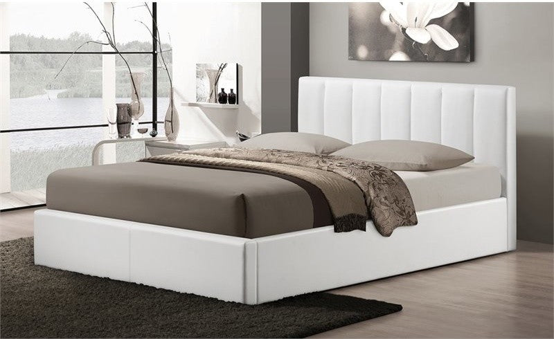 Templemore White Leather Contemporary Queen-Size Bed
