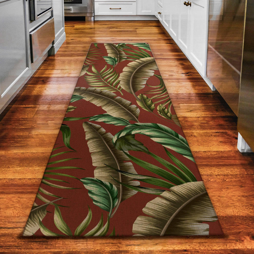 Indoor/Outdoor Tropics TC1 Paprika Machine Washable 2'3" x 7'6" Runner Rug