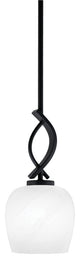Cavella 1 Light Stem Mini Pendant, Matte Black Finish, 6" White Marble Glass