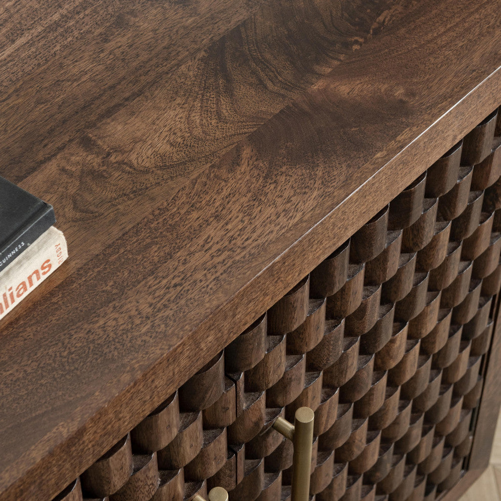 Norwood 2-Door Mango Wood Cabinet, Dark Brown