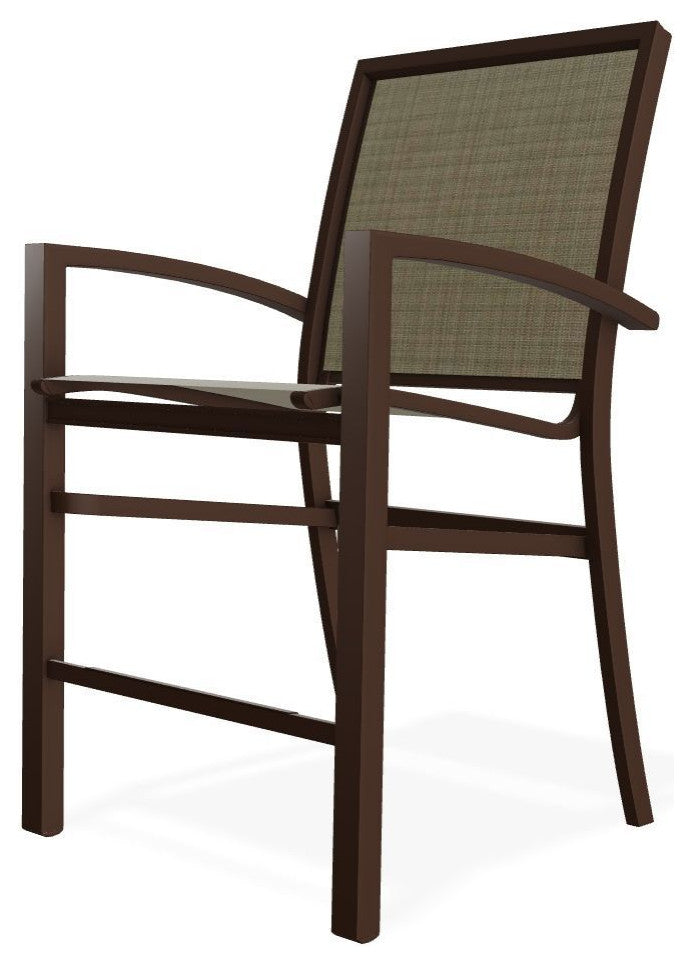 Kendall Sling Balcony Height Stackable Outdoor Stool, Elevation Stone/Kona