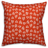 Red Rooster Pattern Outdoor Throw Pillow, 18"x18"