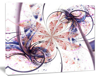 Blue Pink Fractal Flower Pattern, Abstract Wall Art Canvas, 40x30
