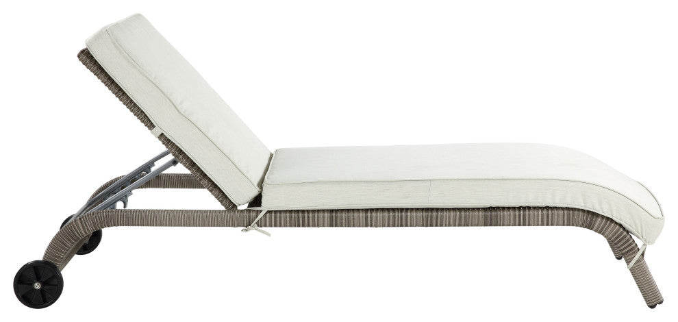 ACME Salena Patio Sun Lounge in Beige Fabric & Gray Finish
