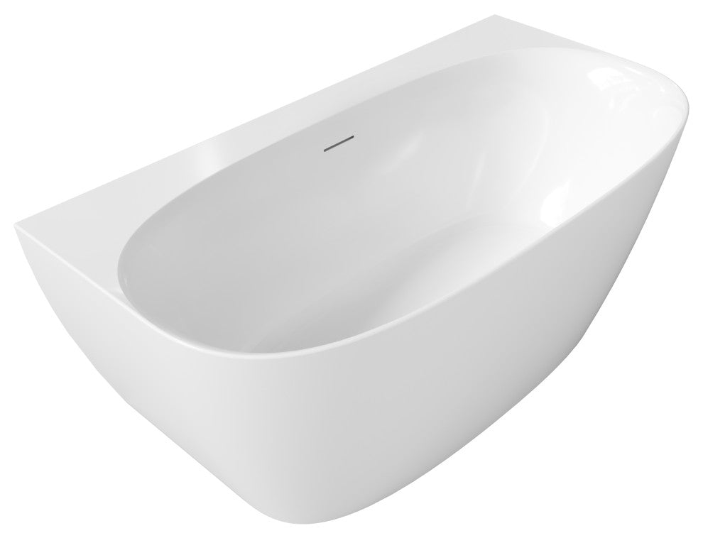 Perlato Palencia 59" Back to Wall Soaking Tub, White