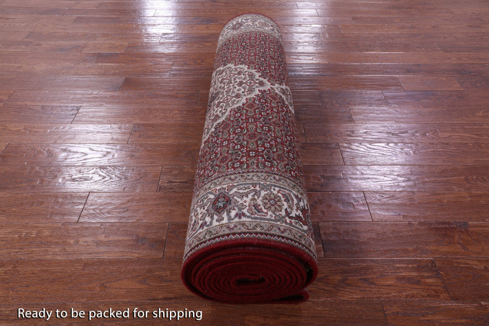 4' 3" X 20' 3" Runner Persian Tabriz Handmade Wool & Silk Rug - Q13021