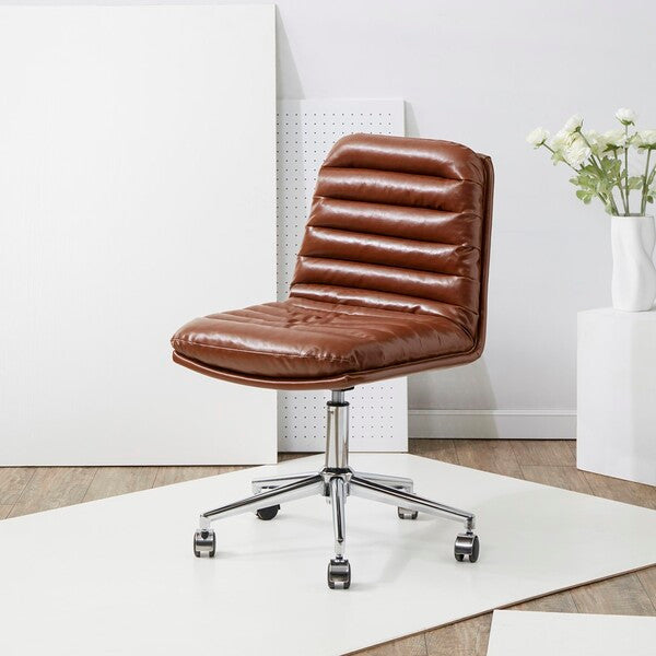 Safavieh Couture Decolin Swivel Desk Chair Brown / Silver