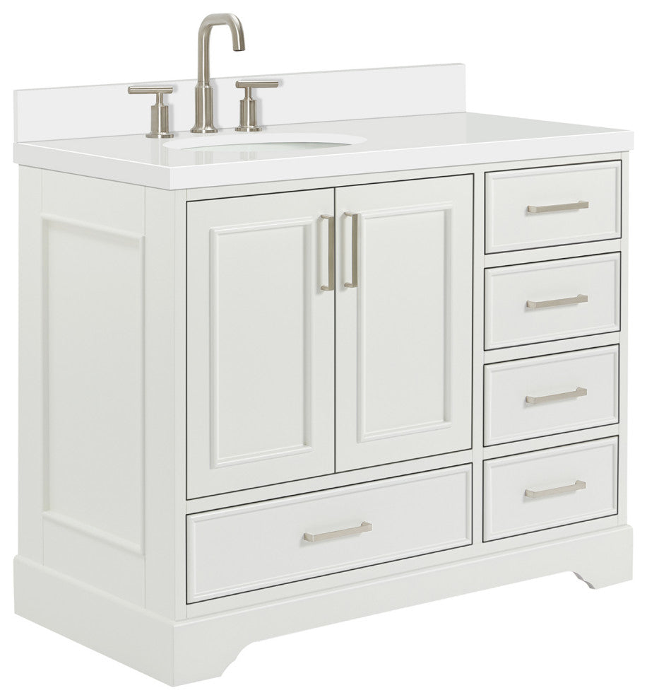 Ariel Stafford 43" Single Left Offset Oval Sink Bathroom Vanity