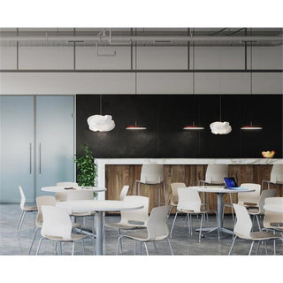 36 x 72" Table - 6 Lola Grey Caster Chairs - Teak Top - Silver Base