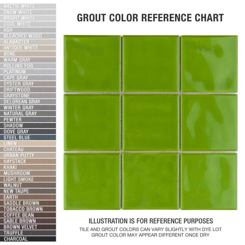 Twist Square Ceramic Mosaic Tile, Green Kiwi