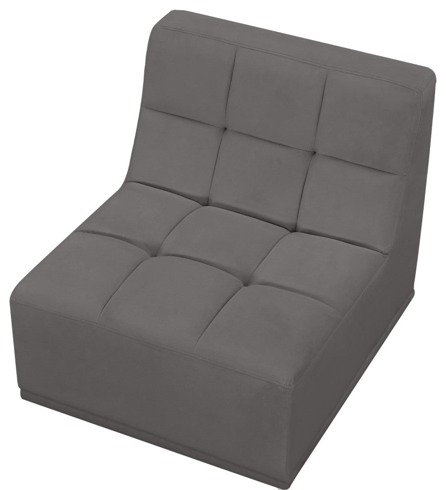 Relax Velvet Upholstered Armless Chair, Grey