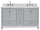 ARIEL Cambridge 61" Double Oval Sink Bathroom Vanity Grey With Marble Top