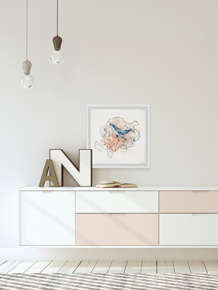 "Whale's Journey" Framed Painting Print, 12x12