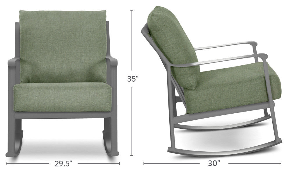 Aspen Cushion Rocking Lounge Chair, Weathered Teak