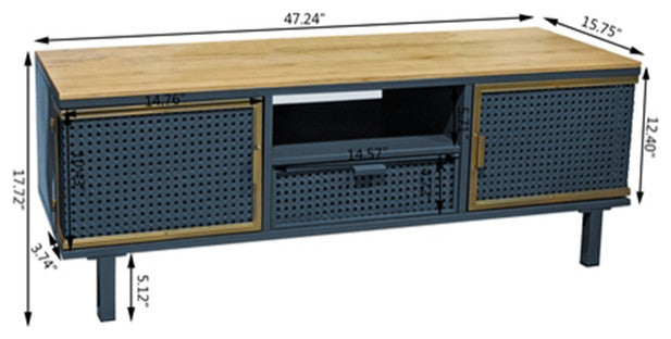 Modern 2 Cabinets TV stand 50 inch TV benches with Carbonized Bamboo