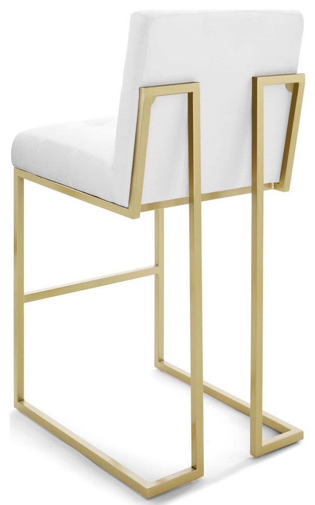 Bar Stool Chair Barstool, Fabric, Metal, Gold White, Modern, Bar Pub Cafe Bistro