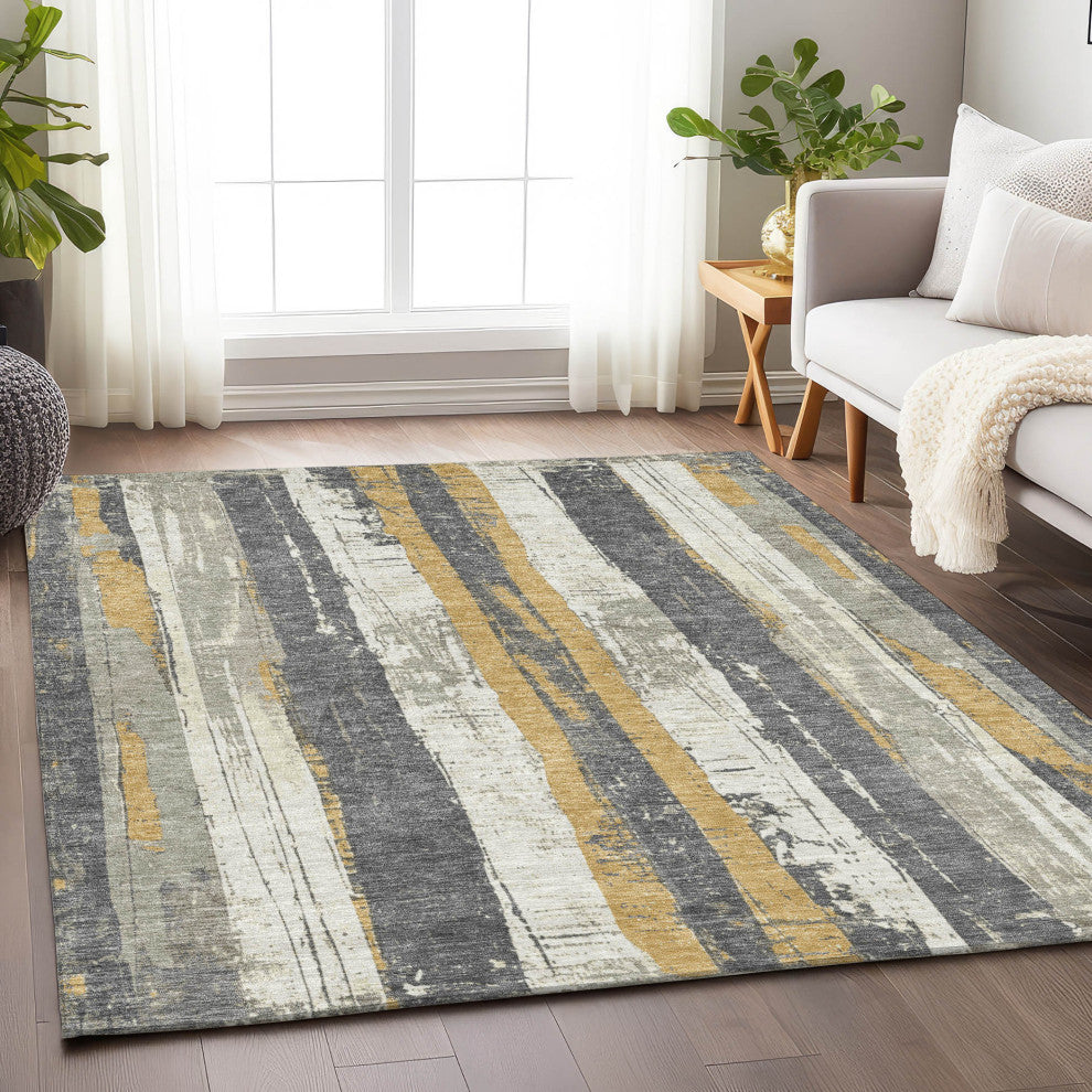 Machine Washable Indoor/Outdoor Chantille ACN1872 Gold 2'6" x 3'10" Rug