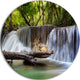 Huai Mae Kamin Waterfall Photo, Round Wall Art, 11"