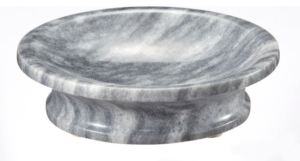 Vinca Collection Black and Gold Marble Round Soap Dish, Gray