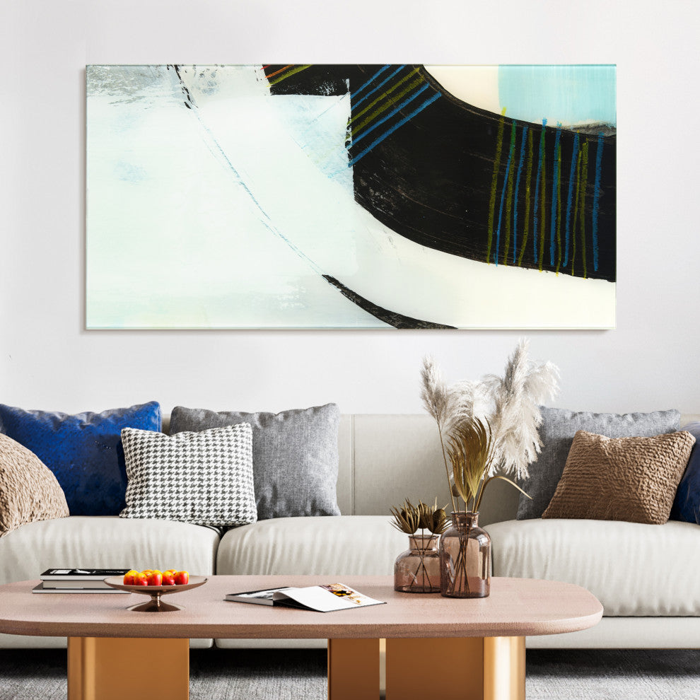 "Kabuki" Frameless Free Floatingtempered Glass Wall Art, A