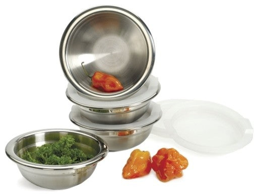 RSVP Stainless Steel Prep Bowls Set with Lids, Set of 4