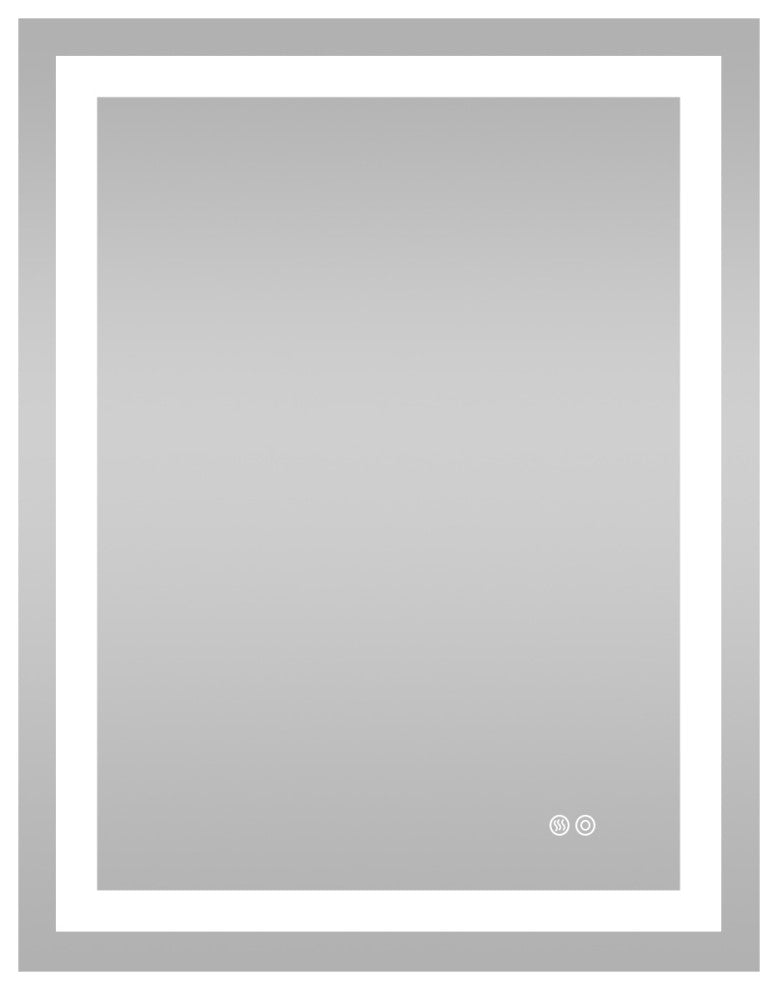 Frameless LED Bathroom Vanity Mirror With Defogger Dimmer, 28"x36"